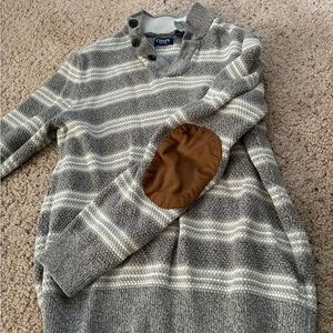 Chaps Men's Sweater in Gray and Cream Stripes